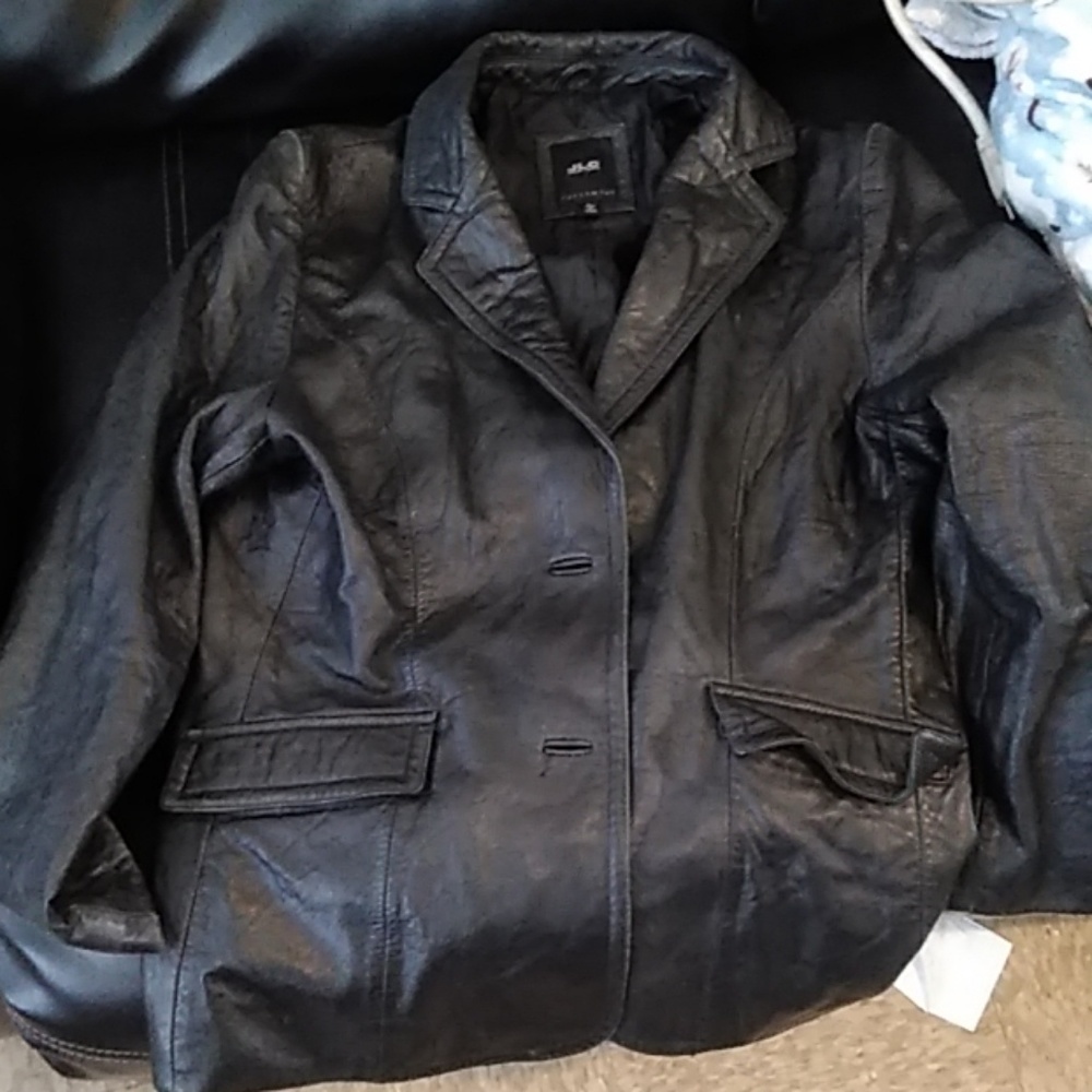 Black leather blazer